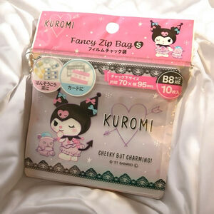 Sanrio Japan Kuromi Zip Bag Pink Black B8